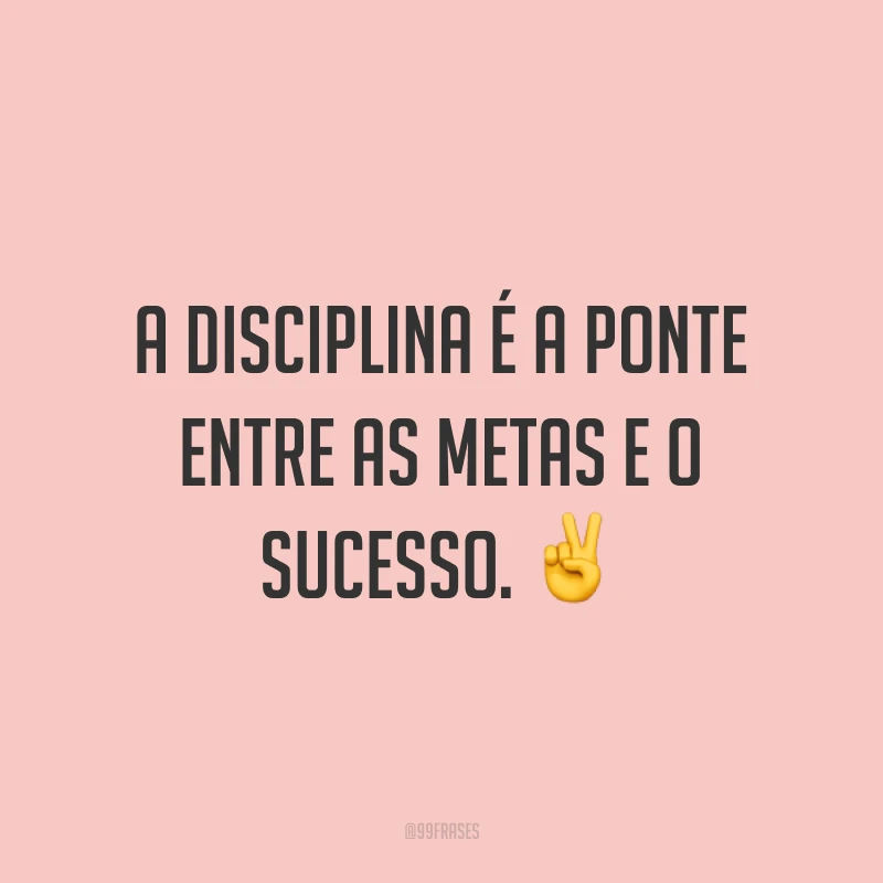 A disciplina é a ponte entre as metas e o sucesso. ✌