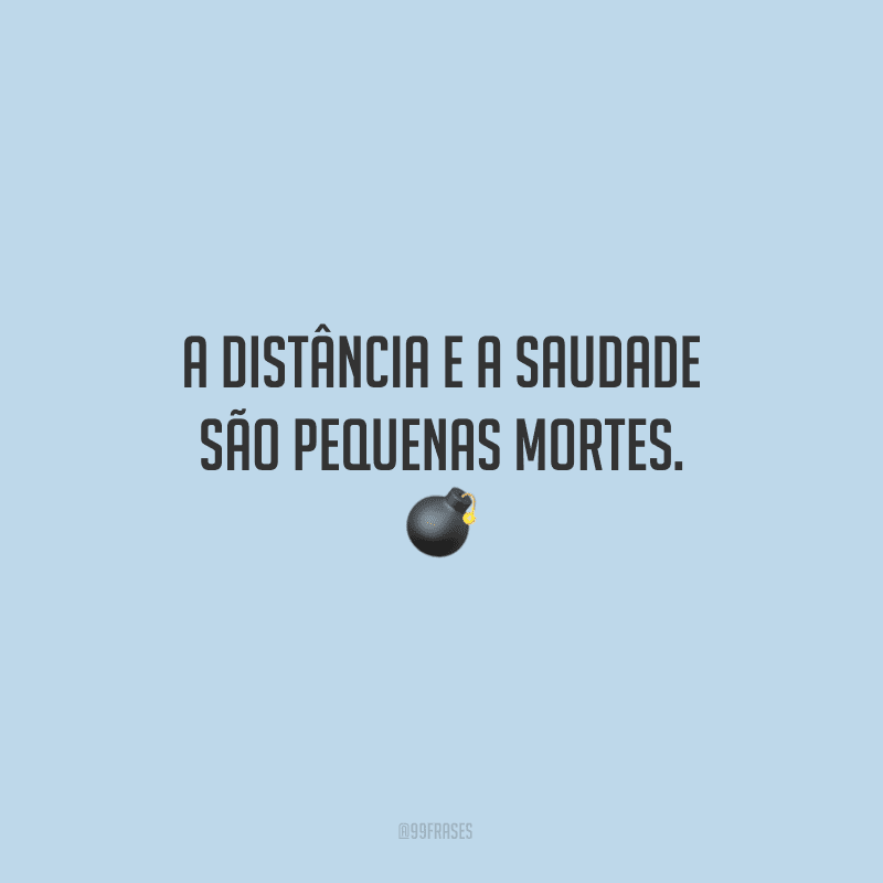 A distância e a saudade são pequenas mortes.