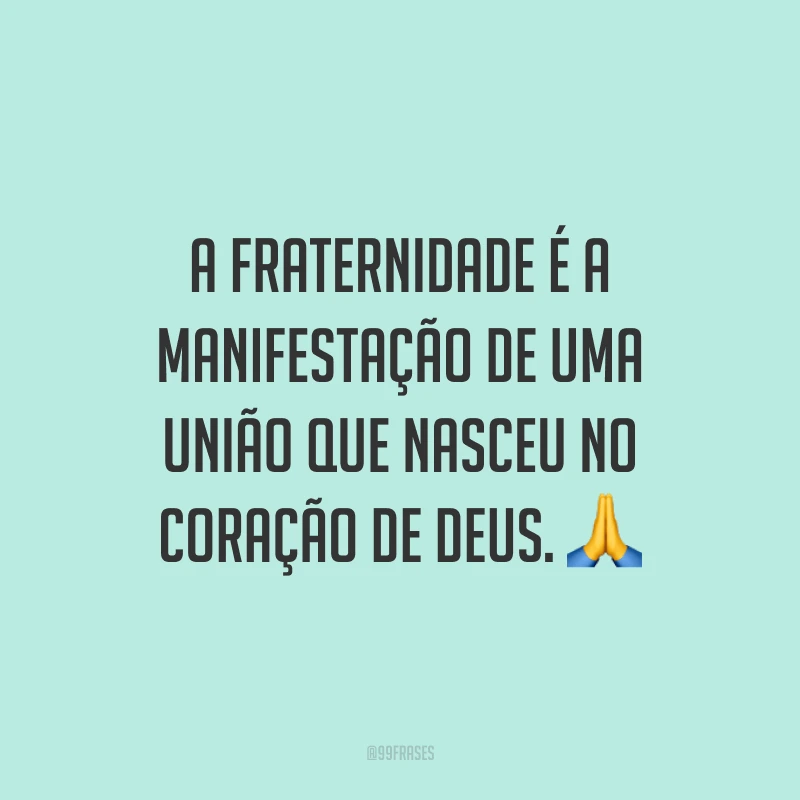 A fraternidade é a manifestação de uma união que nasceu no coração de Deus. 🙏