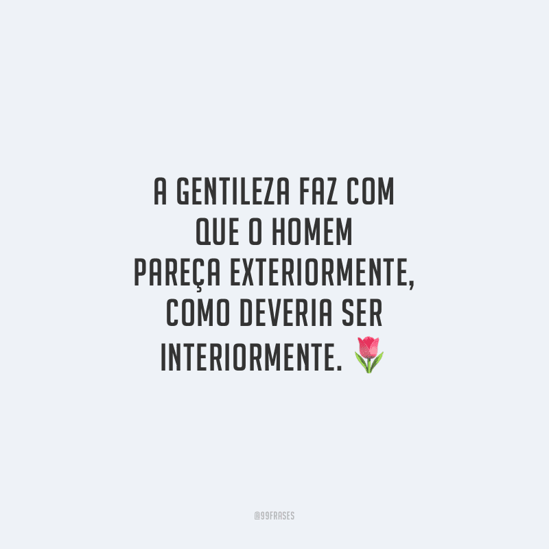 A gentileza faz com que o homem pareça exteriormente, como deveria ser interiormente.