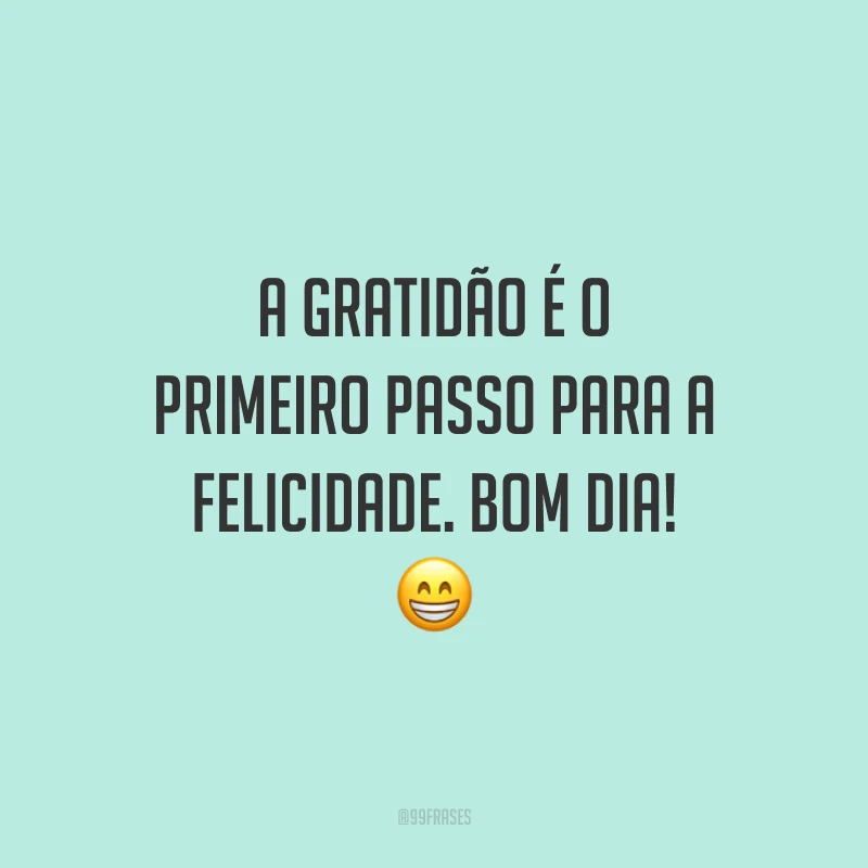 A gratidão é o primeiro passo para a felicidade. Bom dia! 😁