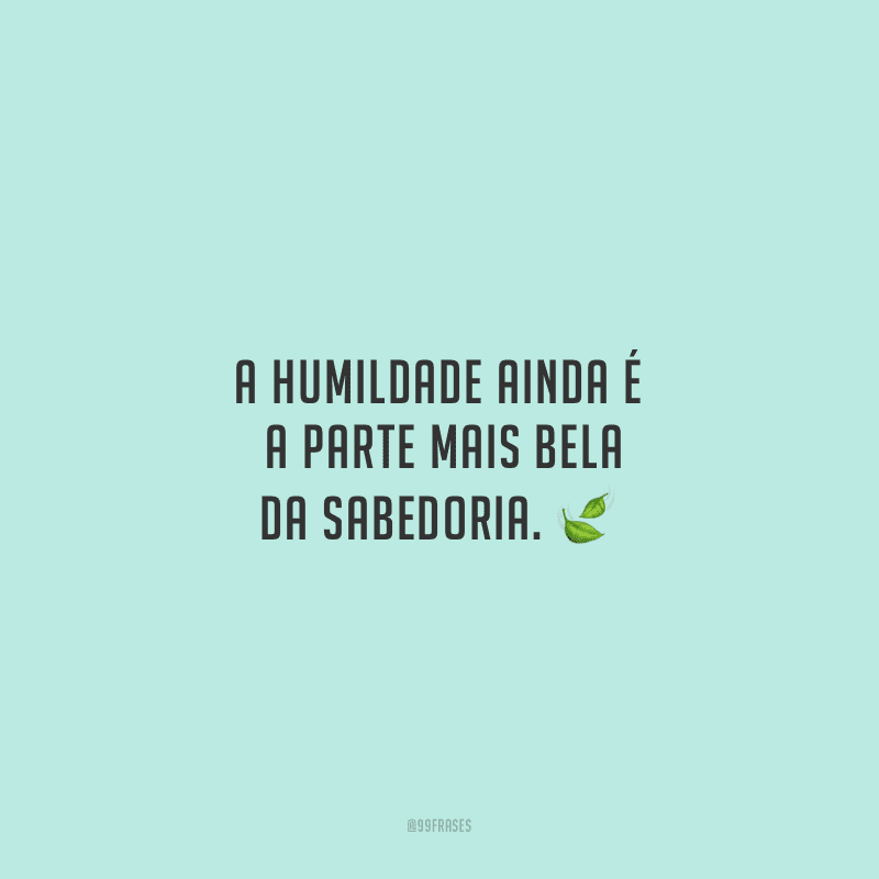 A humildade ainda é a parte mais bela da sabedoria.