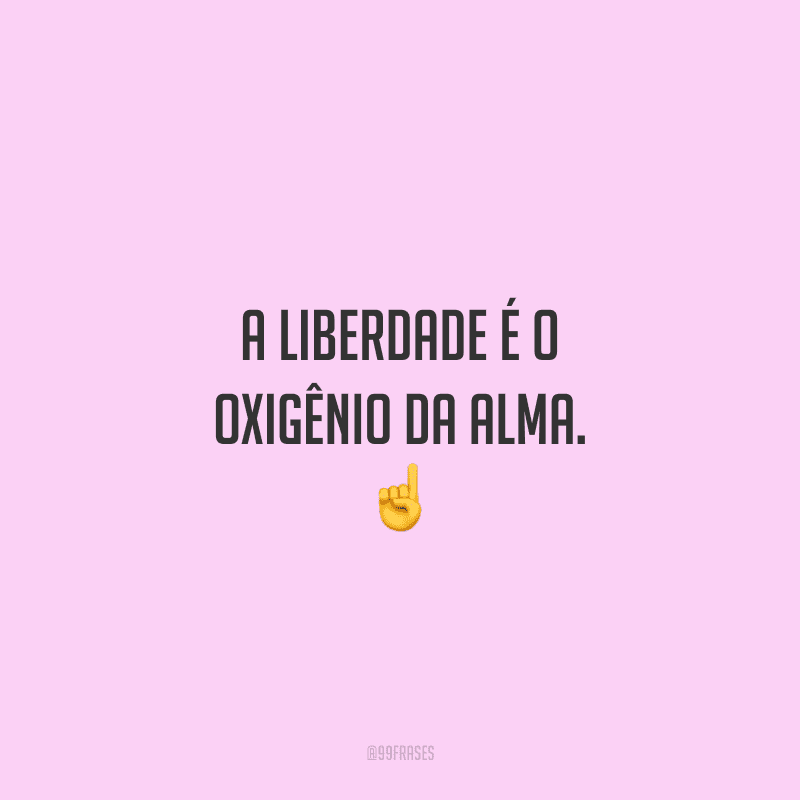 A liberdade é o oxigênio da alma. 