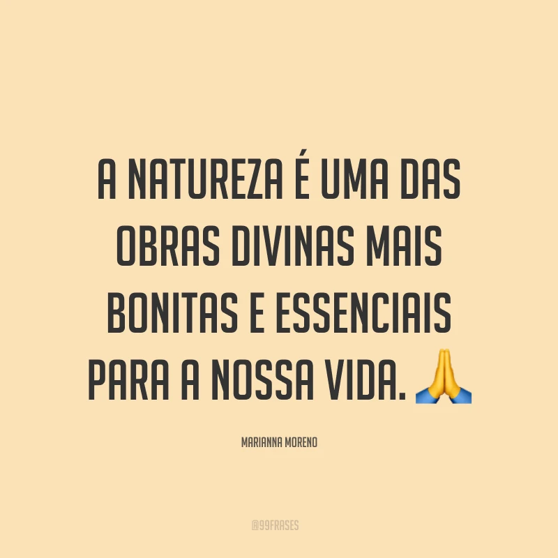 A natureza é uma das obras divinas mais bonitas e essenciais para a nossa vida. ?