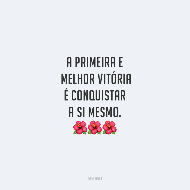 A primeira e melhor vitória é conquistar a si mesmo.