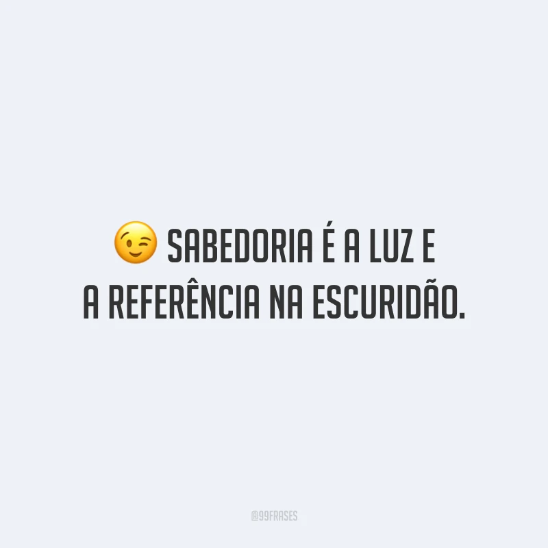 Sabedoria é a luz e a referência na escuridão.