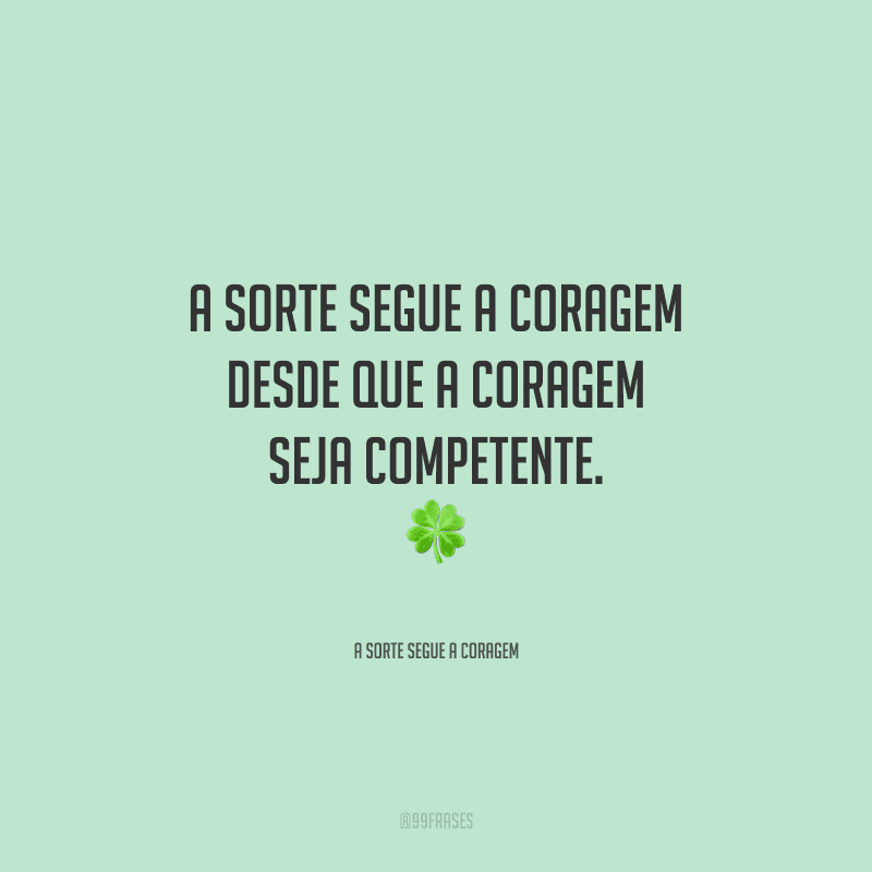 A sorte segue a coragem desde que a coragem seja competente. 