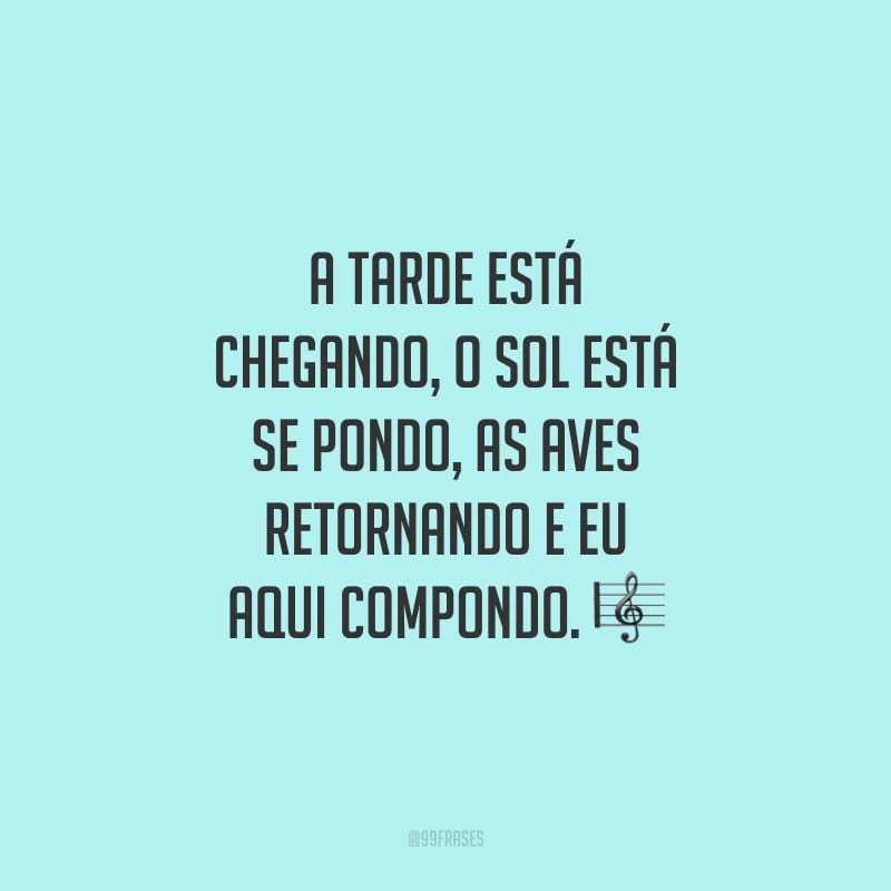 A tarde está chegando, o sol está se pondo, as aves retornando e eu aqui compondo.