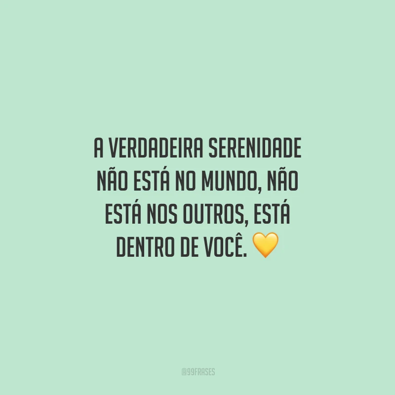 A verdadeira serenidade não está no mundo, não está nos outros, está dentro de você. 💛