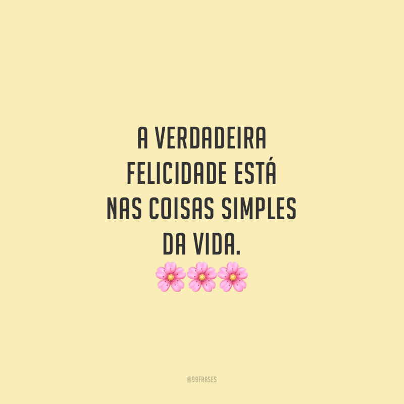 A verdadeira felicidade está nas coisas simples da vida.
