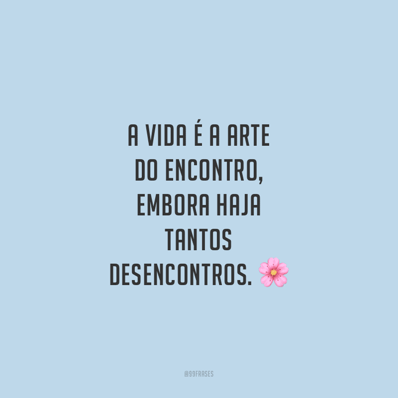 A vida é a arte do encontro, embora haja tantos desencontros.