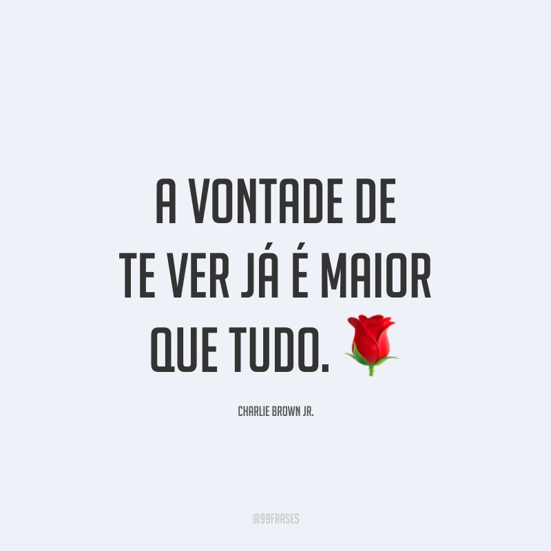 A vontade de te ver já é maior que tudo. 🌹