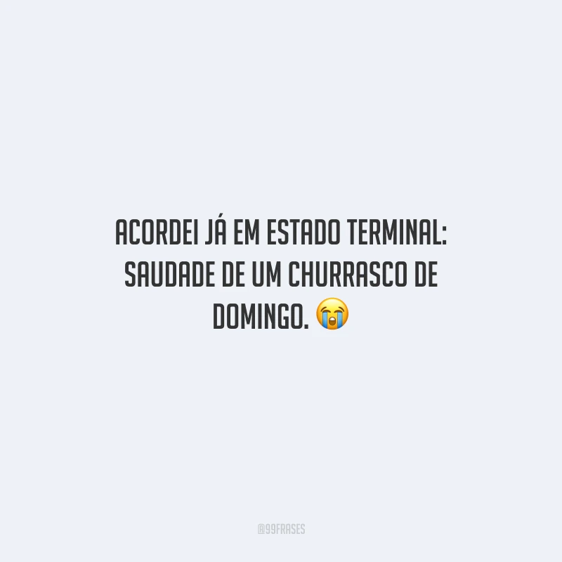 Acordei já em estado terminal: saudade de um churrasco de domingo.