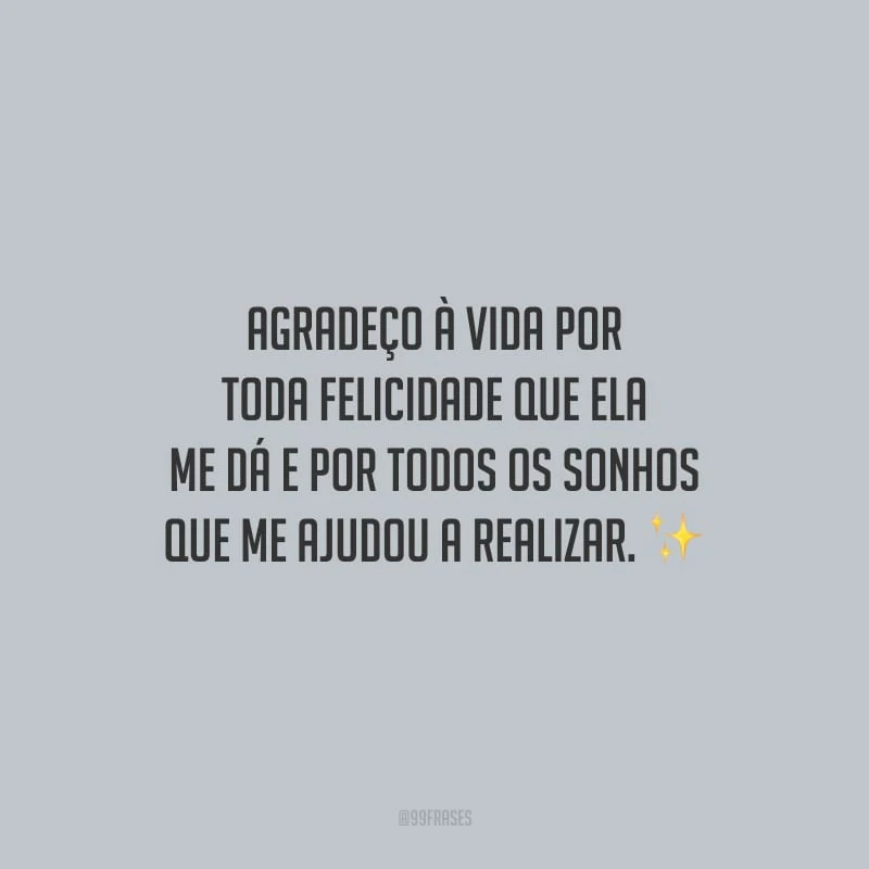 Agradeço à vida por toda felicidade que ela me dá e por todos os sonhos que me ajudou a realizar.