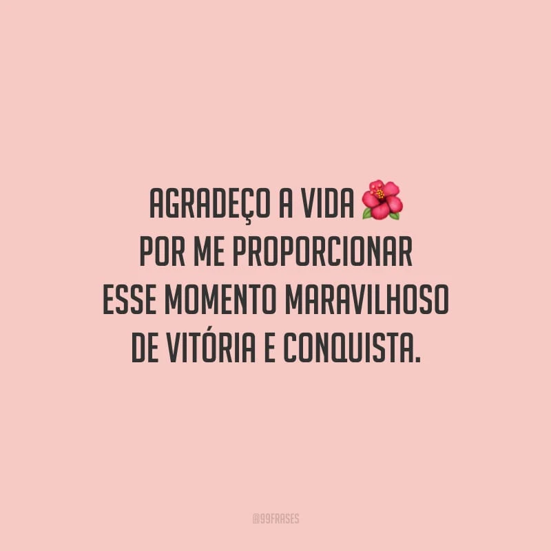 Agradeço a vida por me proporcionar esse momento maravilhoso de vitória e conquista. 