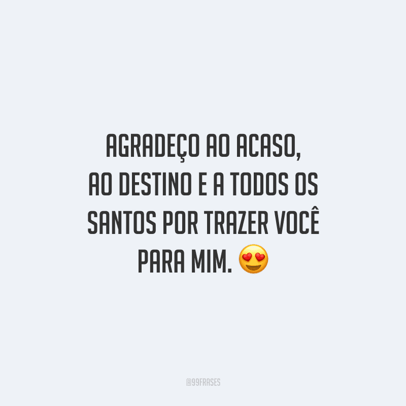 Agradeço ao acaso, ao destino e a todos os santos por trazer você para mim.