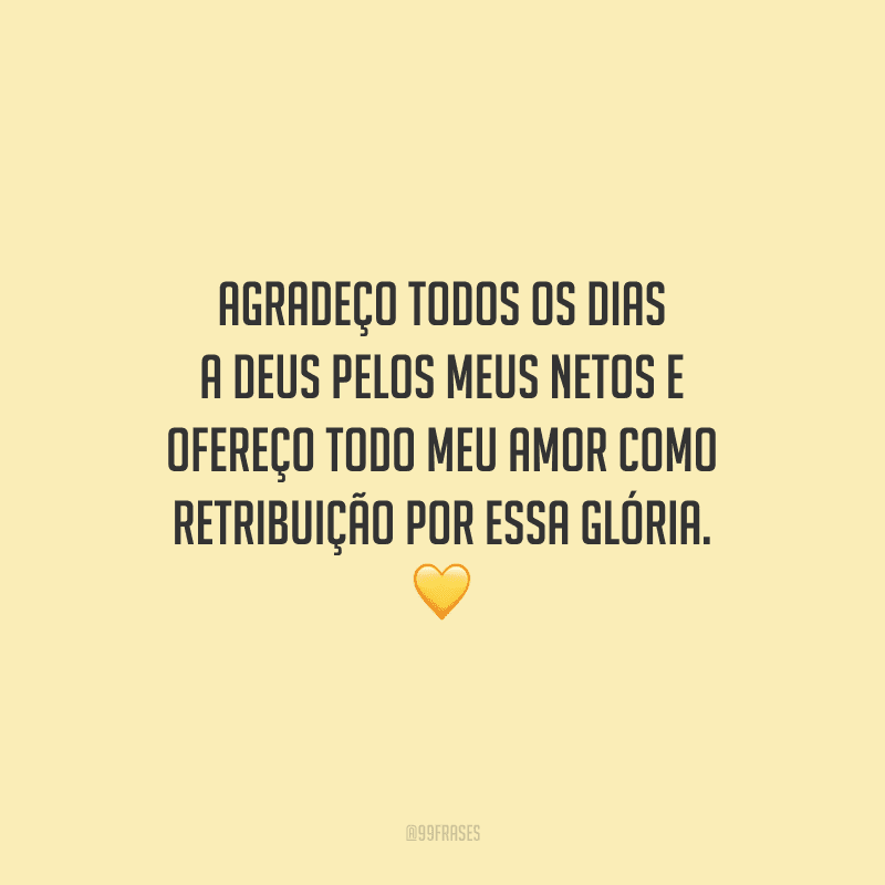 Agradeço todos os dias a Deus pelos meus netos e ofereço todo meu amor como retribuição por essa glória. 