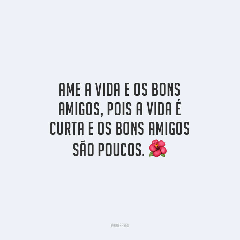 Ame a vida e os bons amigos, pois a vida é curta e os bons amigos são poucos.