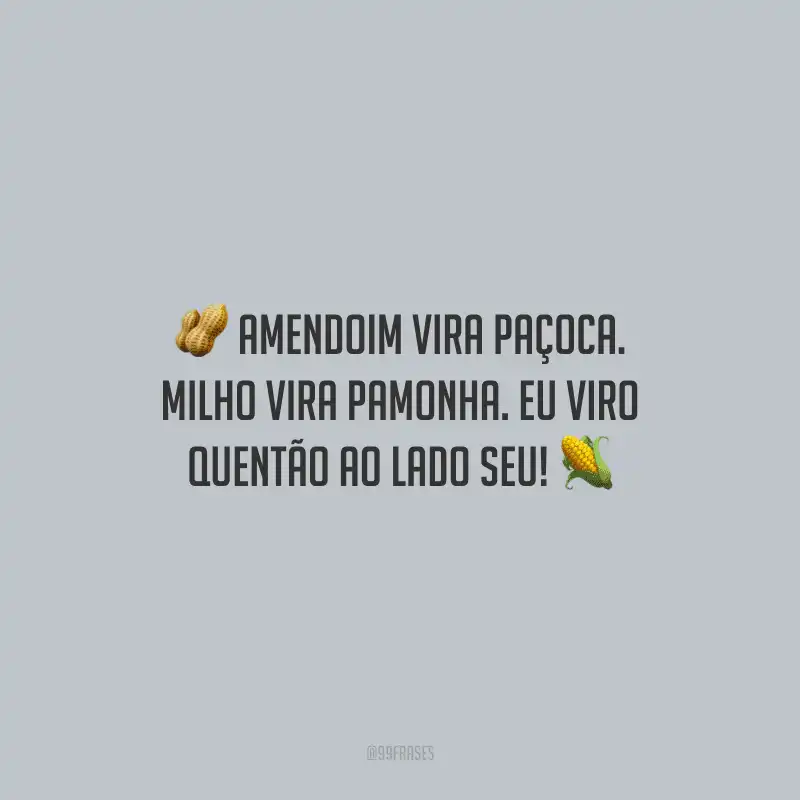 Amendoim vira paçoca. Milho vira pamonha. Eu viro quentão ao lado seu! 