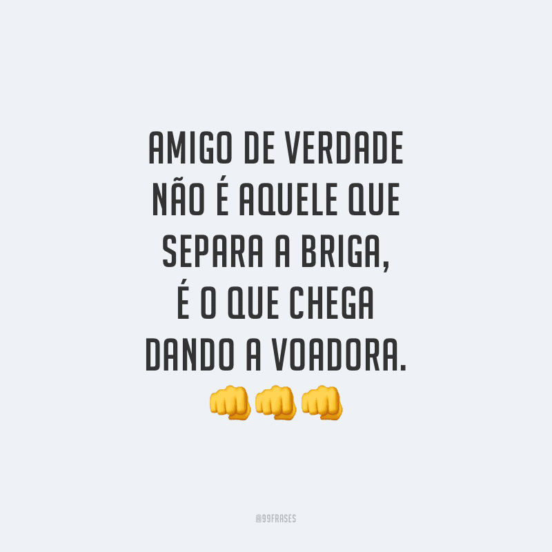 Amigo de verdade não é aquele que separa a briga, é o que chega dando a voadora.