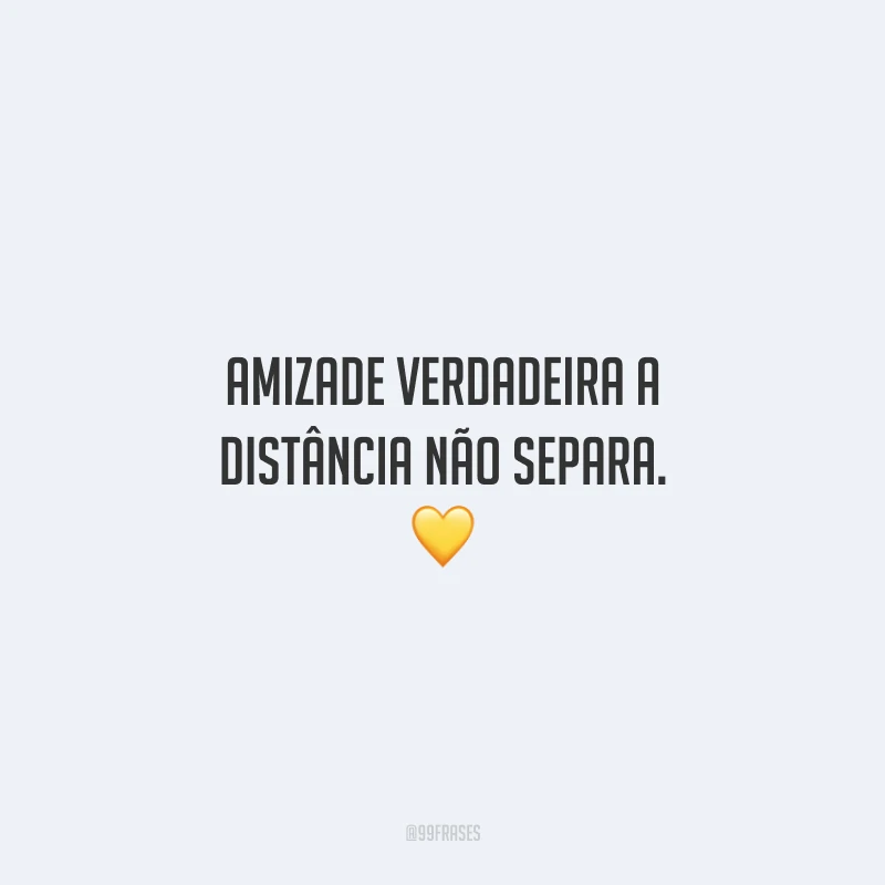 Amizade verdadeira a distância não separa.