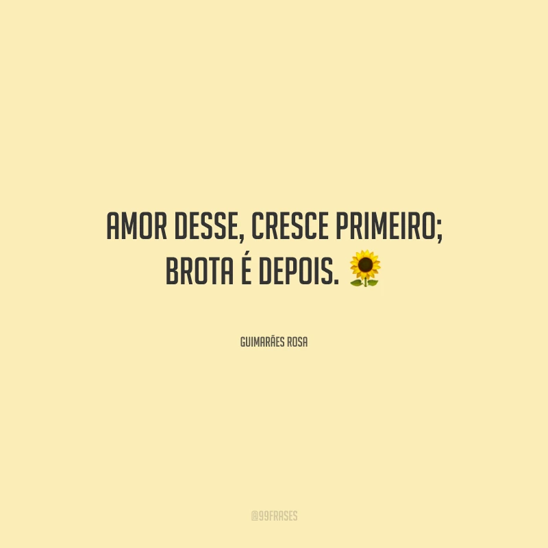 Amor desse, cresce primeiro; brota é depois.