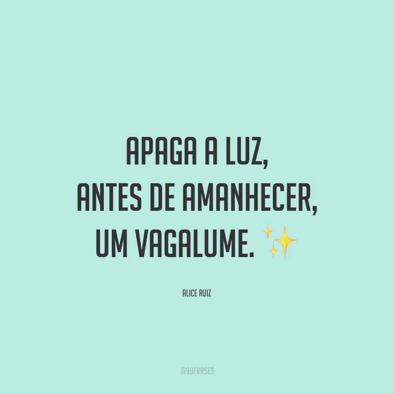 Apaga a luz, antes de amanhecer, um vagalume.