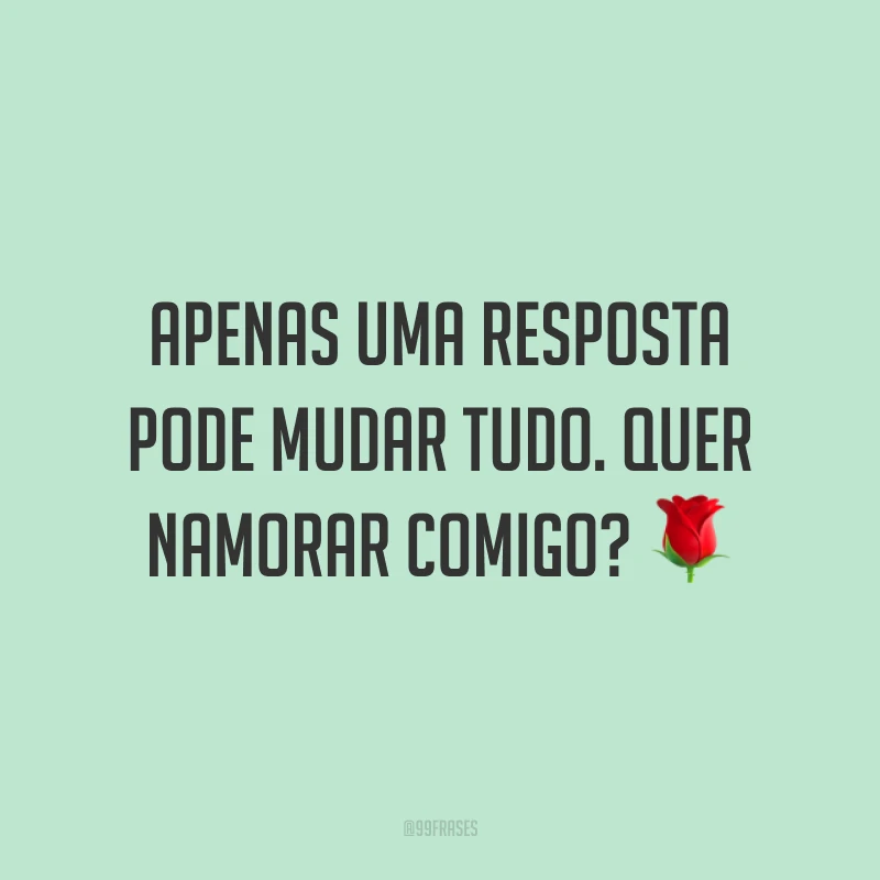 Apenas uma resposta pode mudar tudo. Quer namorar comigo? 🌹
