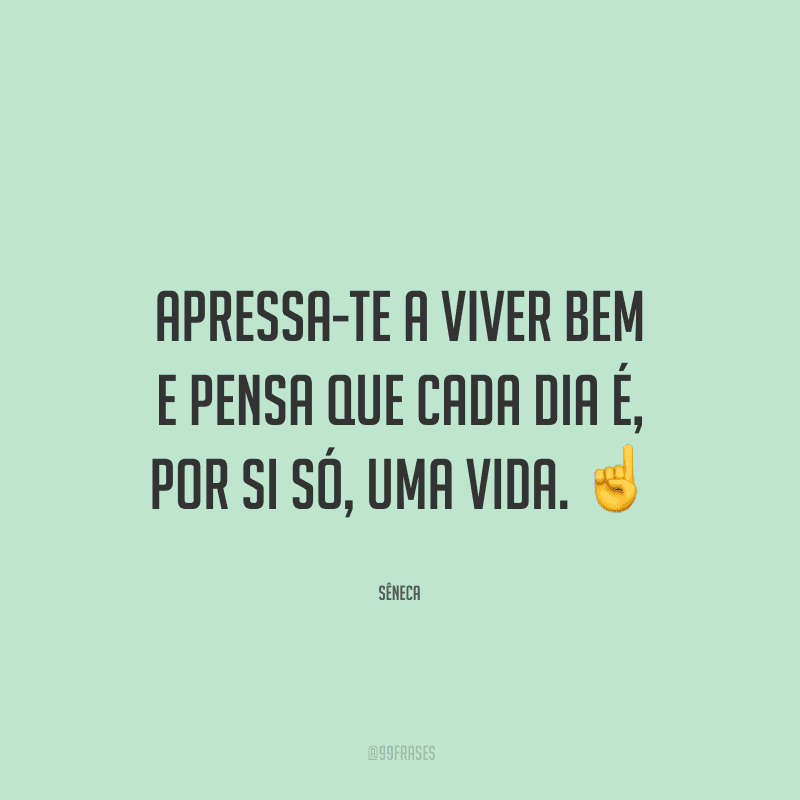Apressa-te a viver bem e pensa que cada dia é, por si só, uma vida.