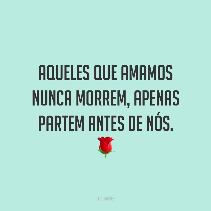 Aqueles que amamos nunca morrem, apenas partem antes de nós. 🌹