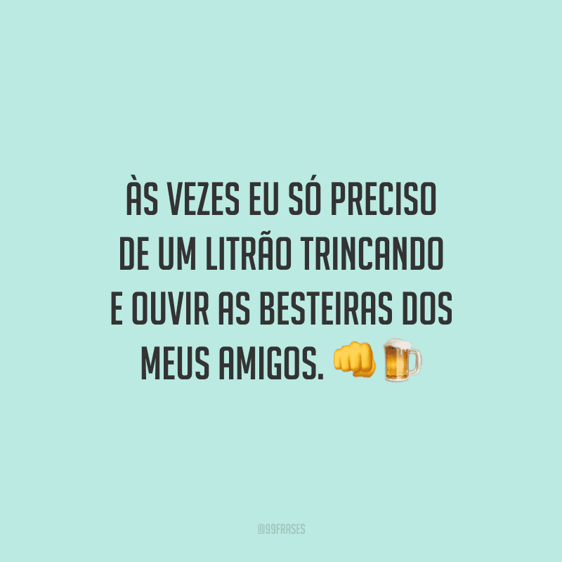 Às vezes eu só preciso de um litrão trincando e ouvir as besteiras dos meus amigos.