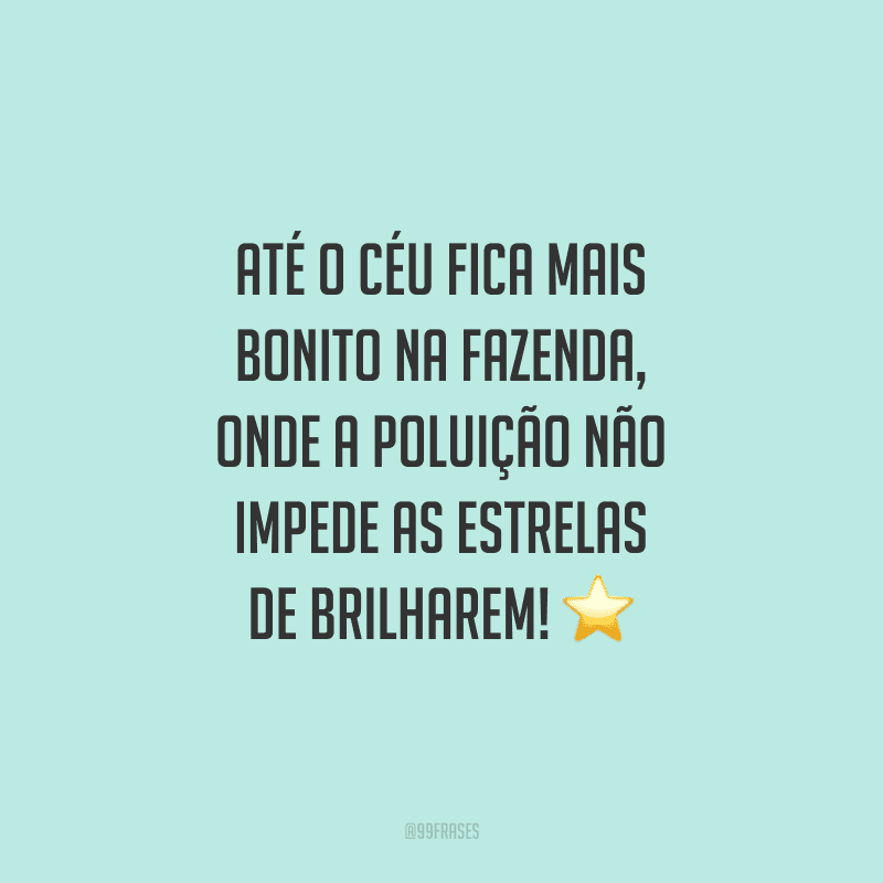 Até o céu fica mais bonito na fazenda, onde a poluição não impede as estrelas de brilharem!