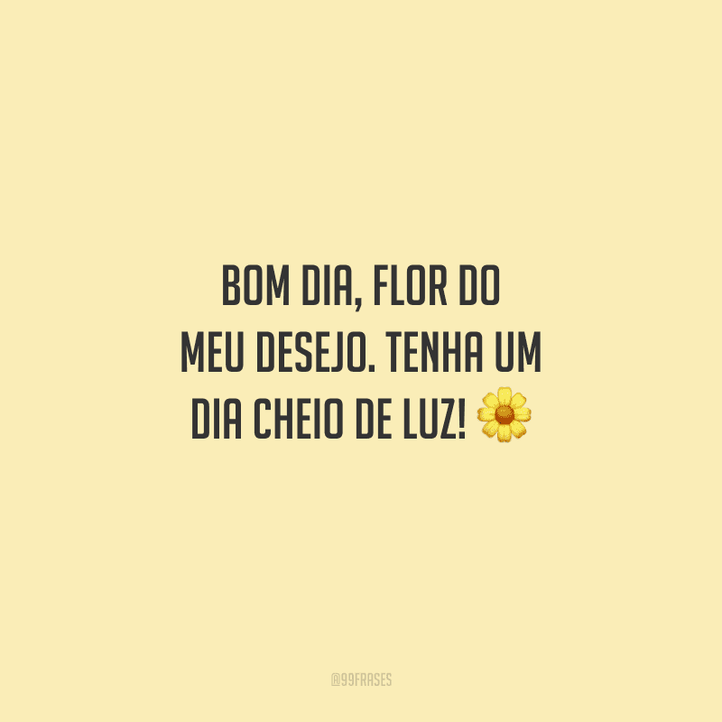 Bom dia, flor do meu desejo. Tenha um dia cheio de luz! 