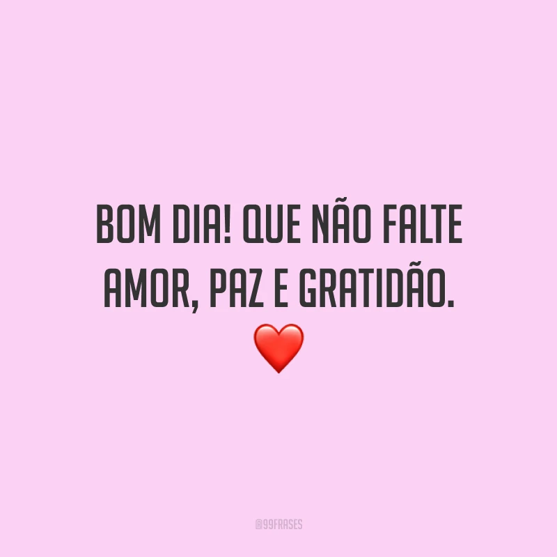 Bom dia! Que não falte amor, paz e gratidão. ❤️