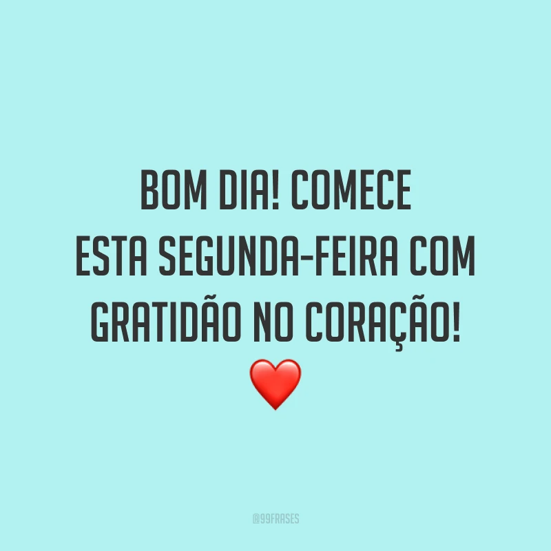 Bom dia! Comece esta segunda-feira com gratidão no coração! ❤️