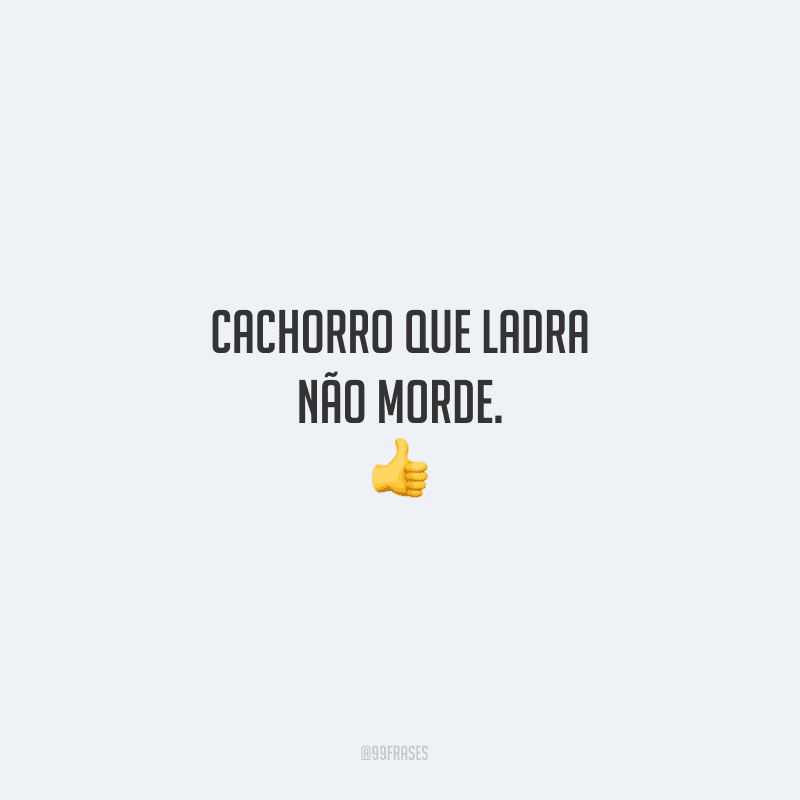 Cachorro que ladra não morde. 