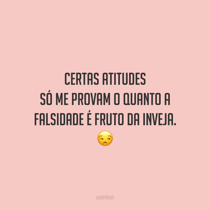 Certas atitudes só me provam o quanto a falsidade é fruto da inveja.