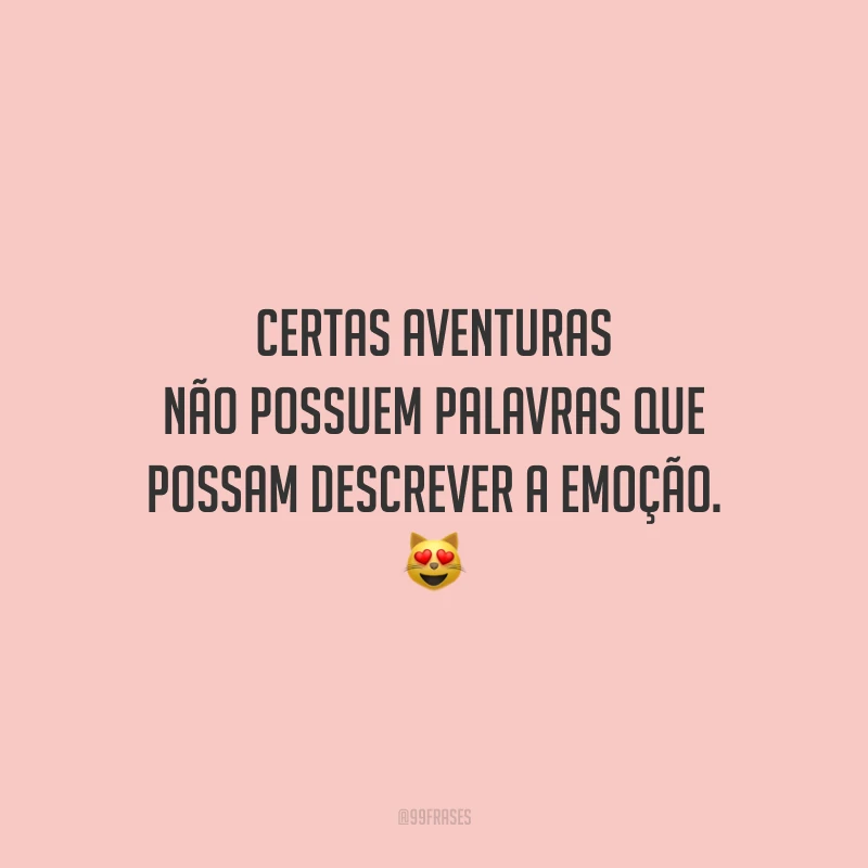 Certas aventuras não possuem palavras que possam descrever a emoção.