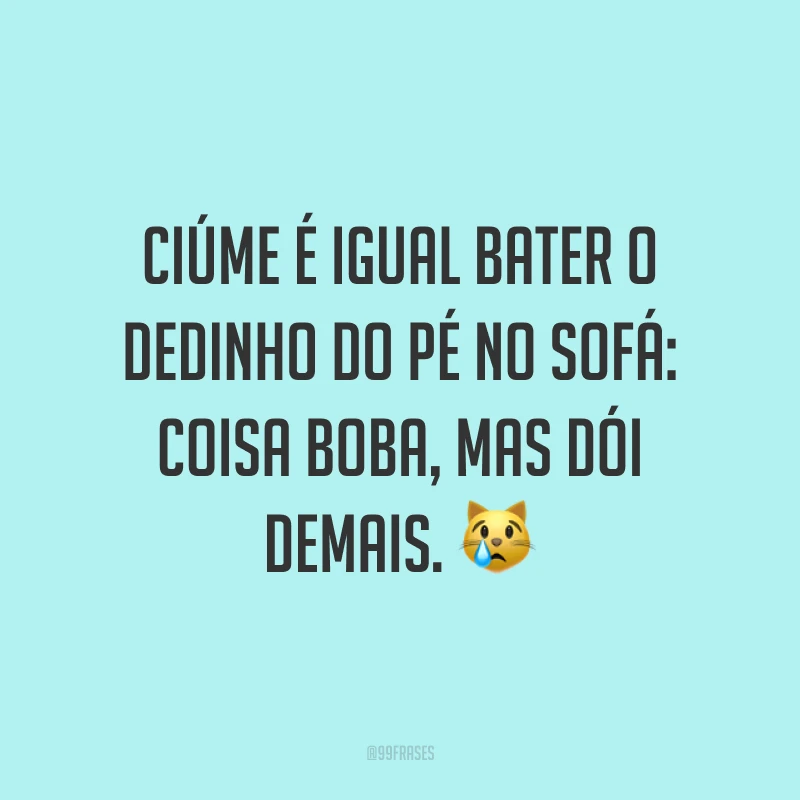 Ciúme é igual bater o dedinho do pé no sofá: coisa boba, mas dói demais. ?