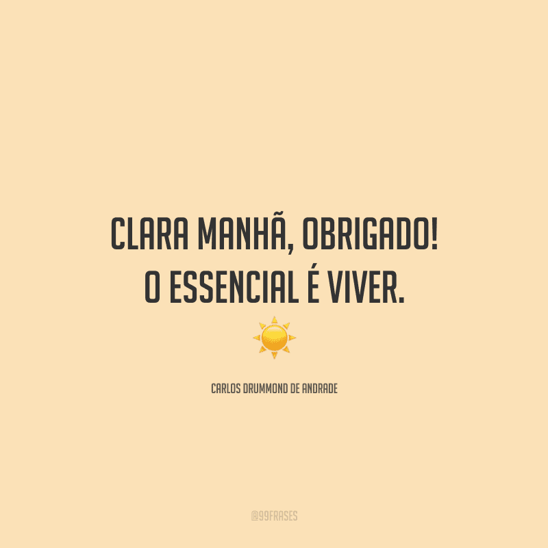 Clara manhã, obrigado! O essencial é viver.