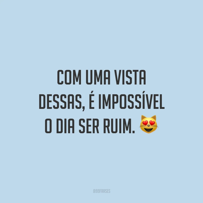 Com uma vista dessas, é impossível o dia ser ruim. 😻