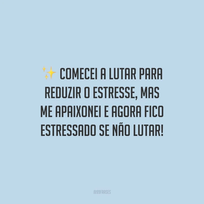 Comecei a lutar para reduzir o estresse, mas me apaixonei e agora fico estressado se não lutar!