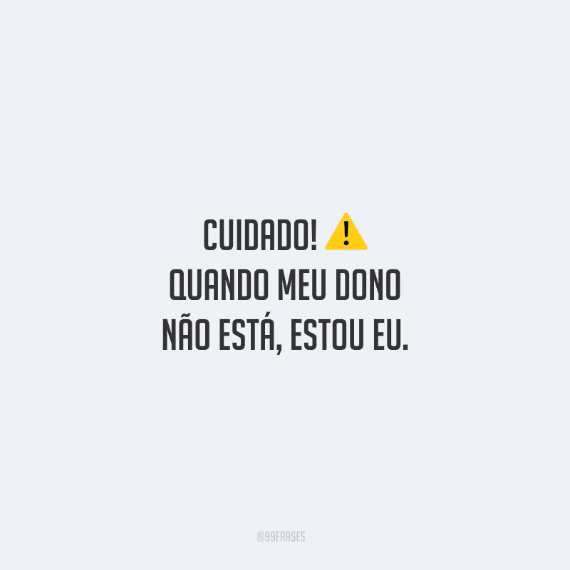 Cuidado! Quando meu dono não está, estou eu. 