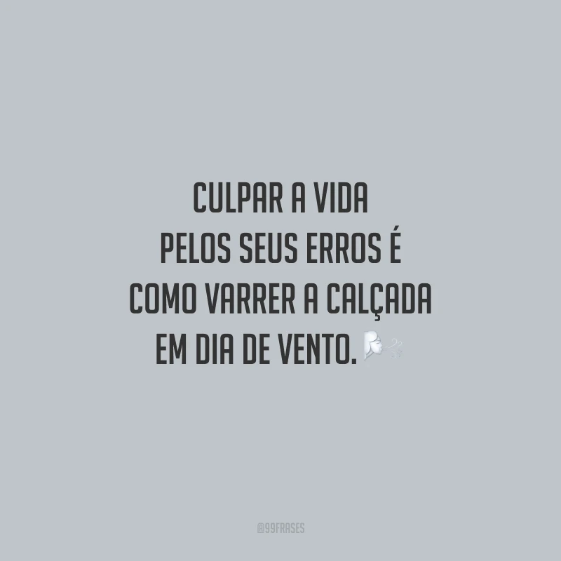 Culpar a vida pelos seus erros é como varrer a calçada em dia de vento.