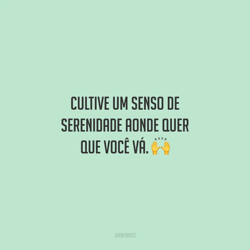 Cultive um senso de serenidade aonde quer que você vá. 🙌