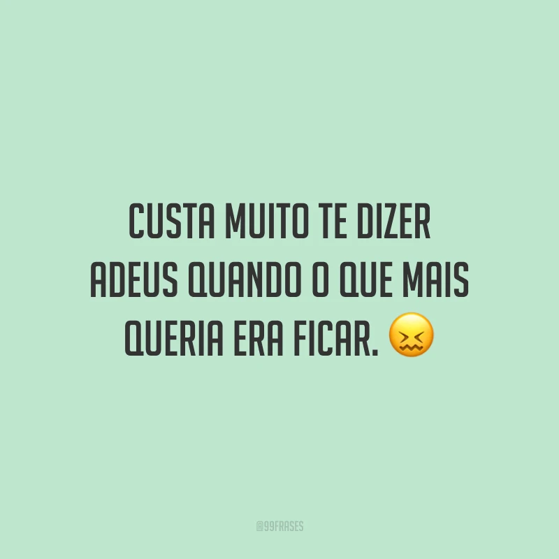 Custa muito te dizer adeus quando o que mais queria era ficar.