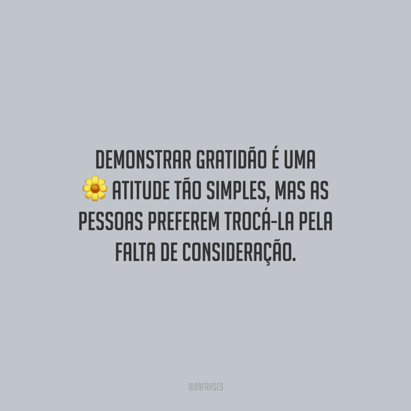 Demonstrar gratidão é uma atitude tão simples, mas as pessoas preferem trocá-la pela falta de consideração.