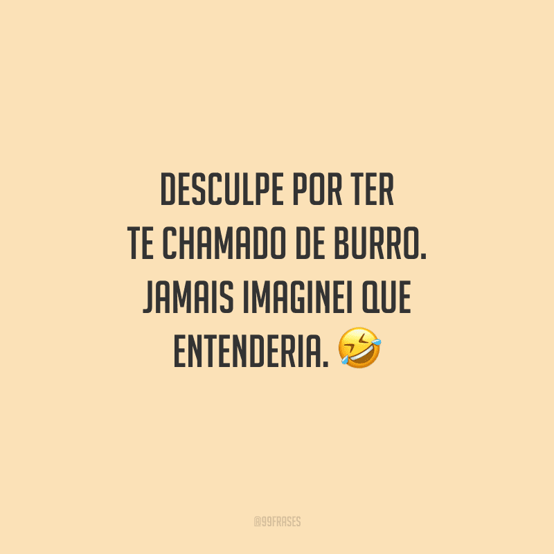 Desculpe por ter te chamado de burro. Jamais imaginei que entenderia.