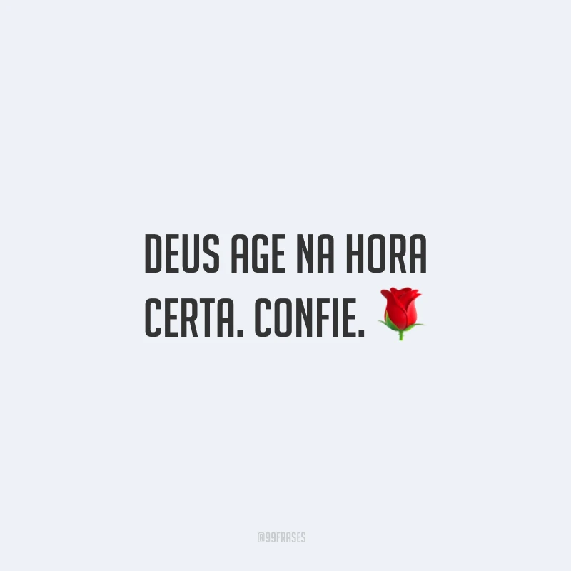 Deus age na hora certa. Confie. ?