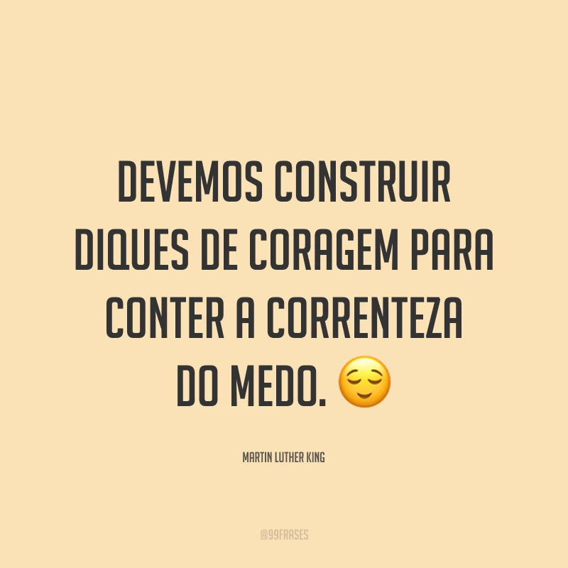 Devemos construir diques de coragem para conter a correnteza do medo. ?
